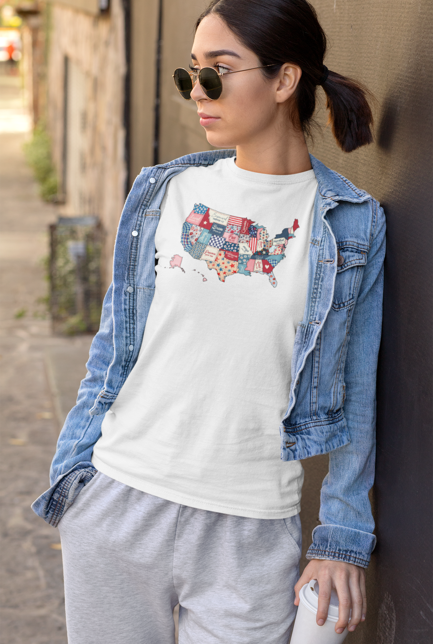 Loved Brave Strong Unisex T-Shirt Christian Patriotic USA Map Scripture Shirt for Men and Women