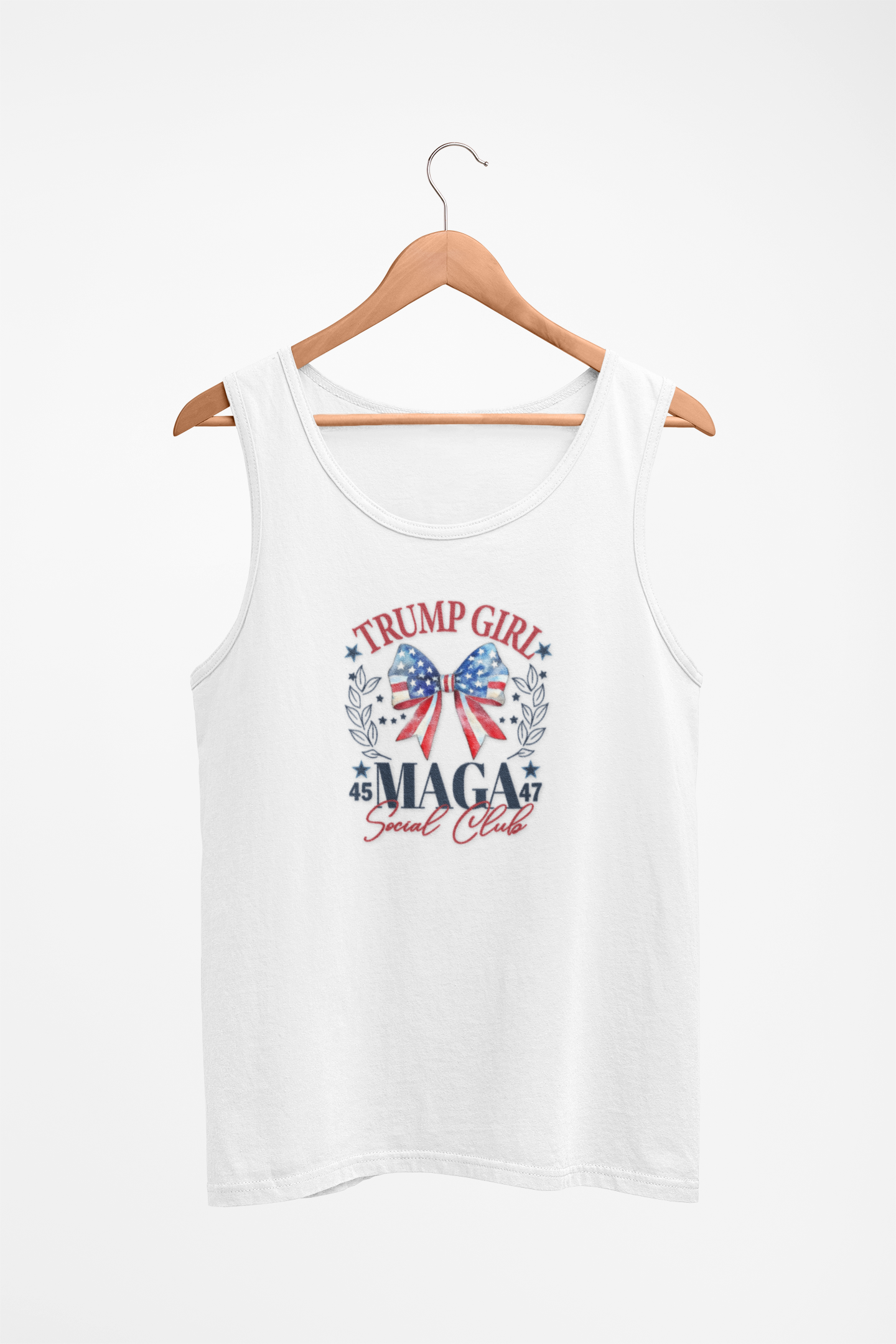 Trump Girl Tank Top – MAGA Social Club USA Flag Racerback for Conservative Women & Patriots