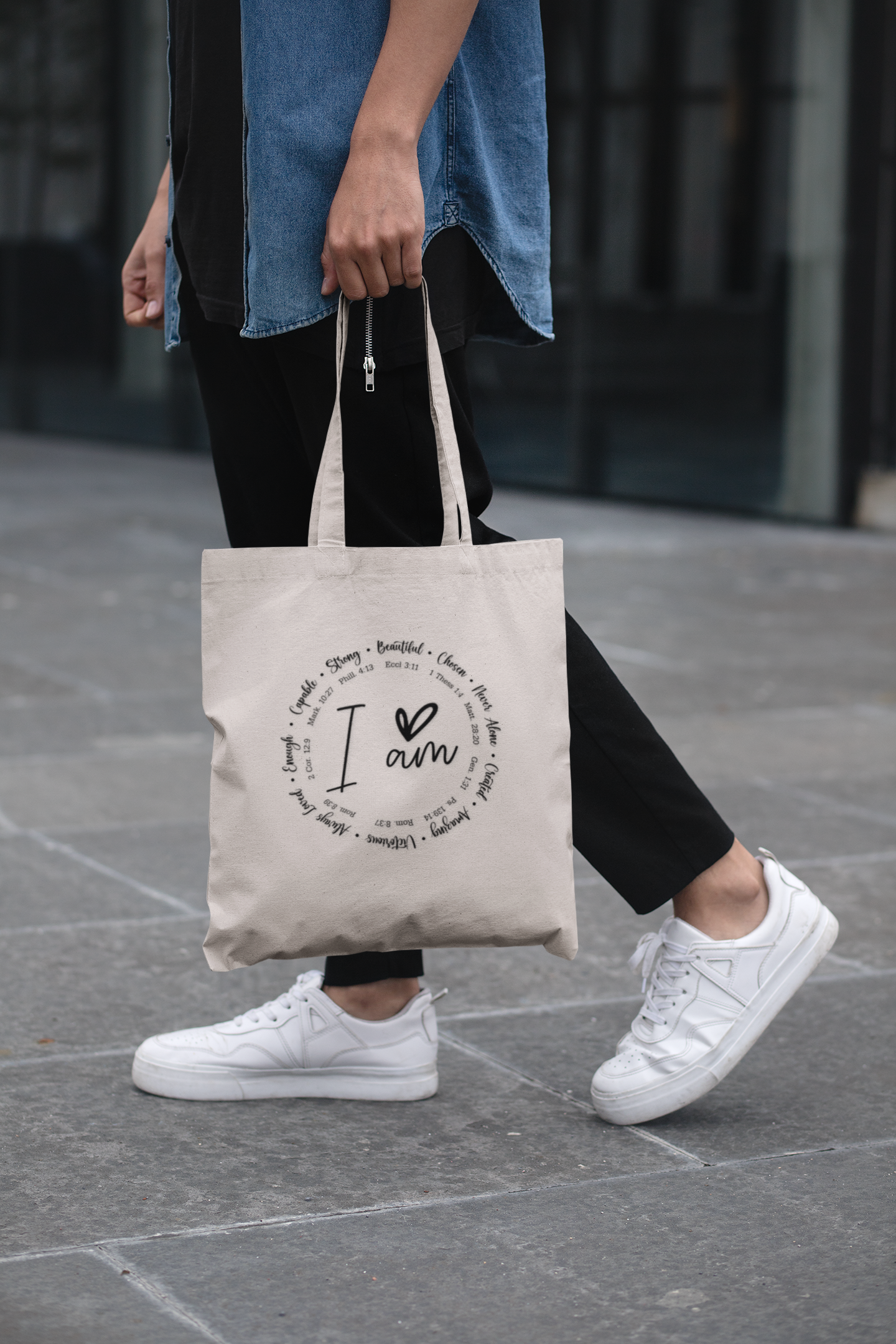 I Am Beautiful Tote – Christian Canvas Tote Bag for Women, Church, & Bible Study