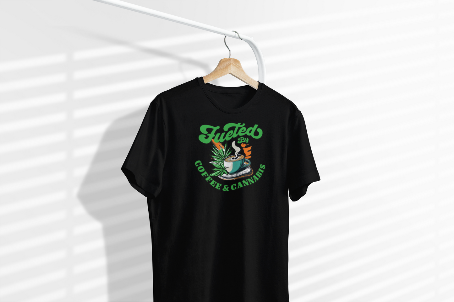 Fueled by Coffee & Cannabis T-Shirt – Funny Unisex Tee for Chill Coffee & Cannabis Lovers