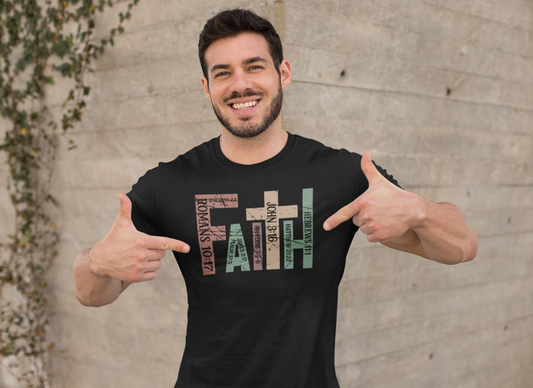 Faith Bible Verse T-Shirt – Unisex Christian Tee with 9 Scriptures | Cross Design Spiritual Encouragement Shirt