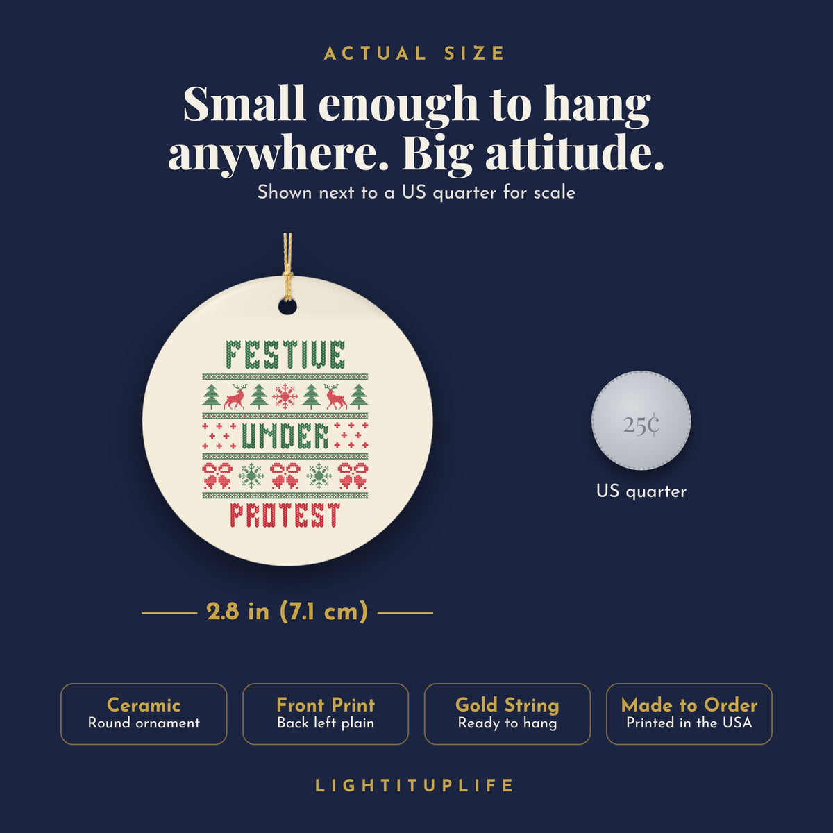 Gen X Christmas ornament Festive Under Protest, view 4