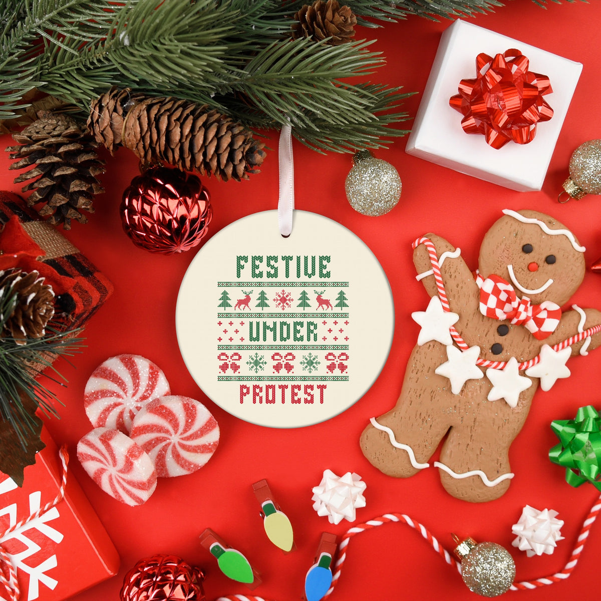 Gen X Christmas ornament Festive Under Protest, view 7