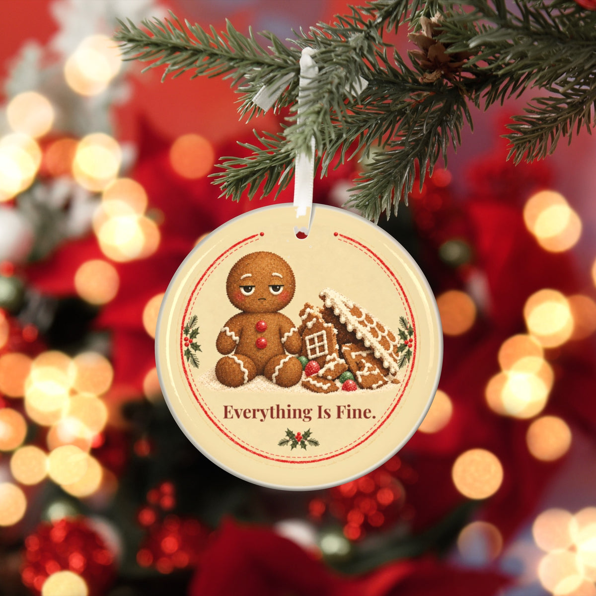 Funny gingerbread Christmas ornament Everything Is Fine, view 7