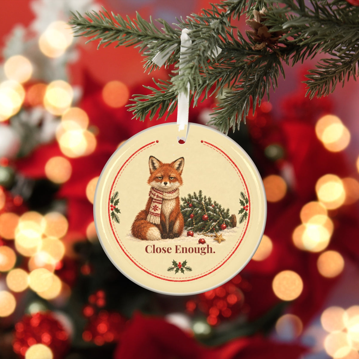 Funny fox Christmas ornament Close Enough, view 7