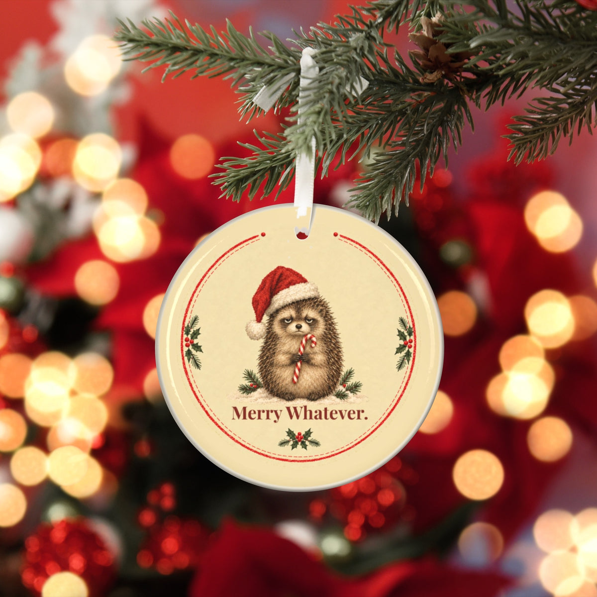Funny hedgehog Christmas ornament Merry Whatever, view 7