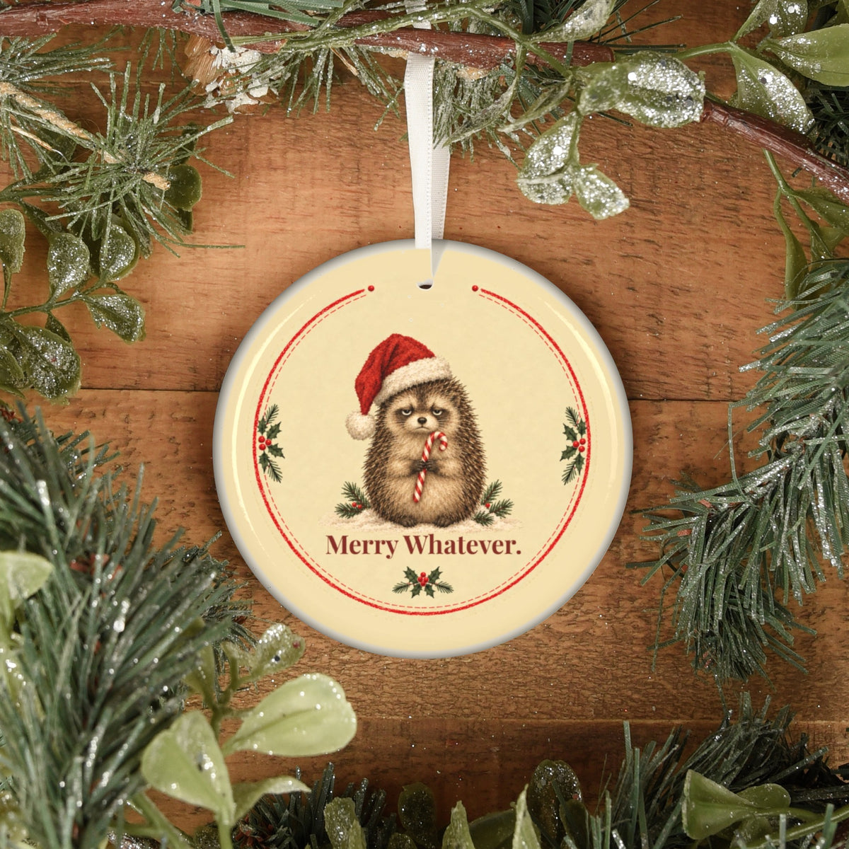 Funny hedgehog Christmas ornament Merry Whatever, view 8