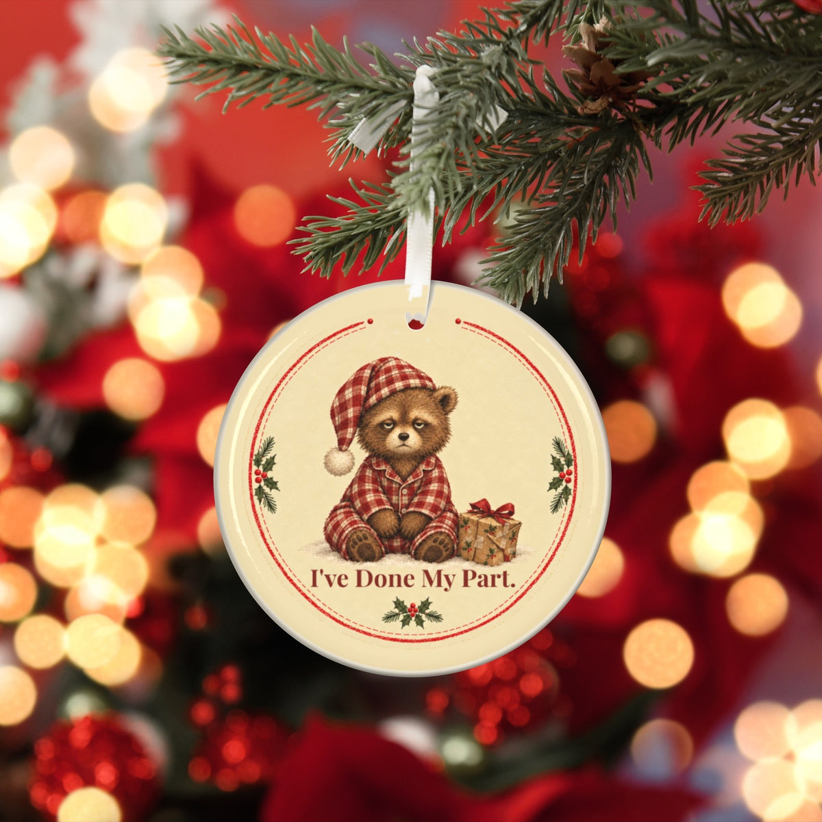 Funny bear Christmas ornament Done My Part, view 7