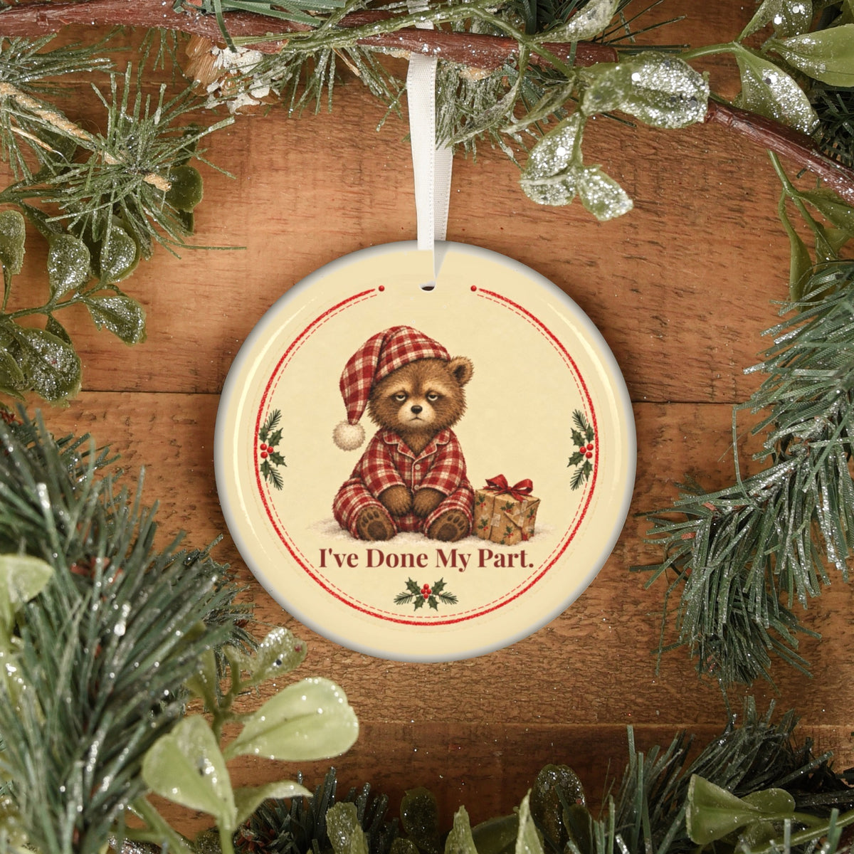 Funny bear Christmas ornament Done My Part, view 8