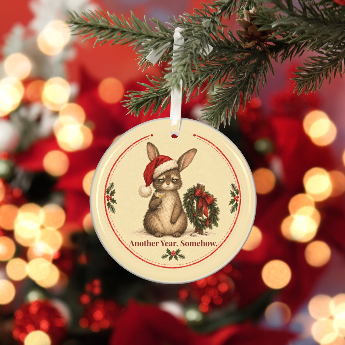 Funny rabbit Christmas ornament Another Year Somehow, view 7