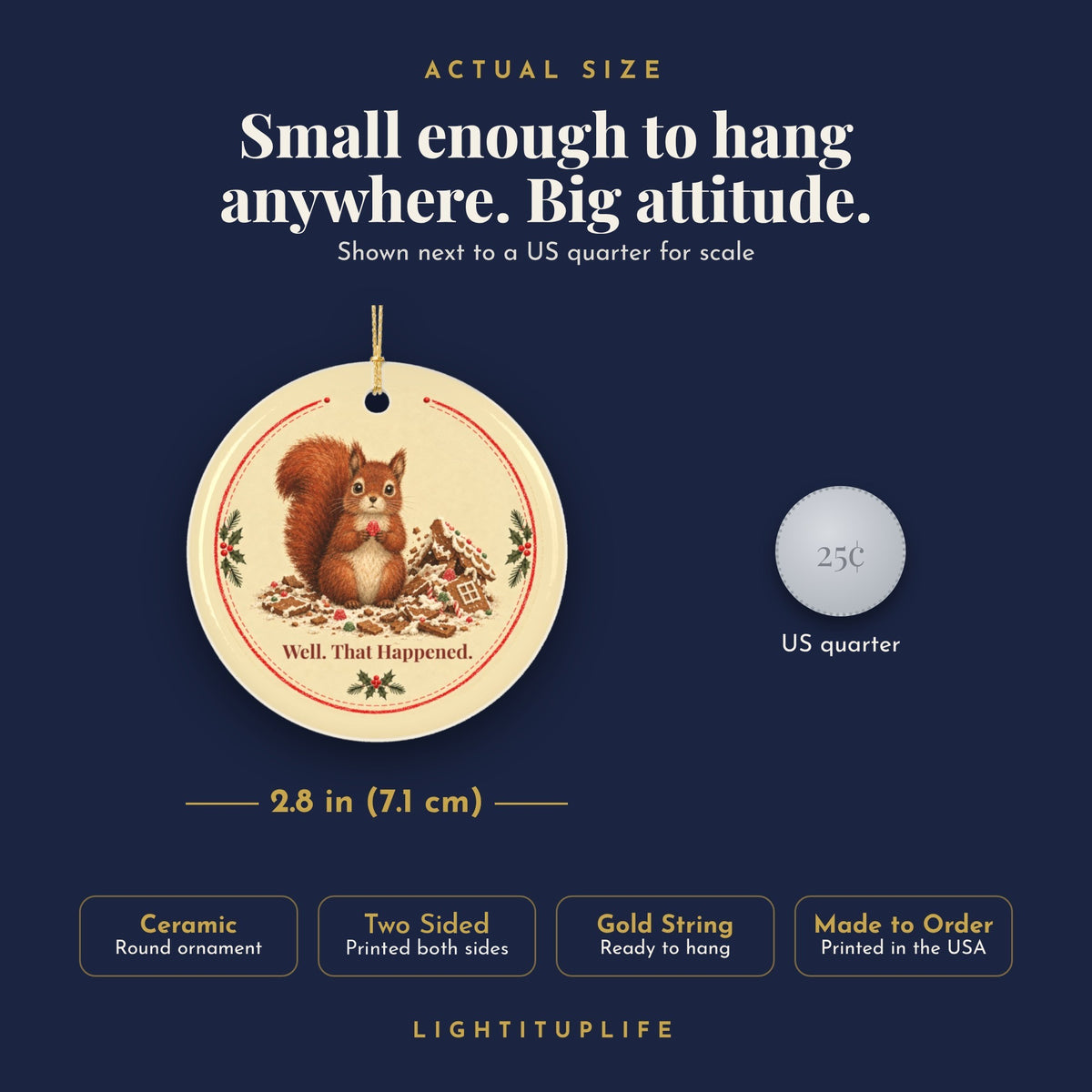 Funny squirrel Christmas ornament Well That Happened, view 6