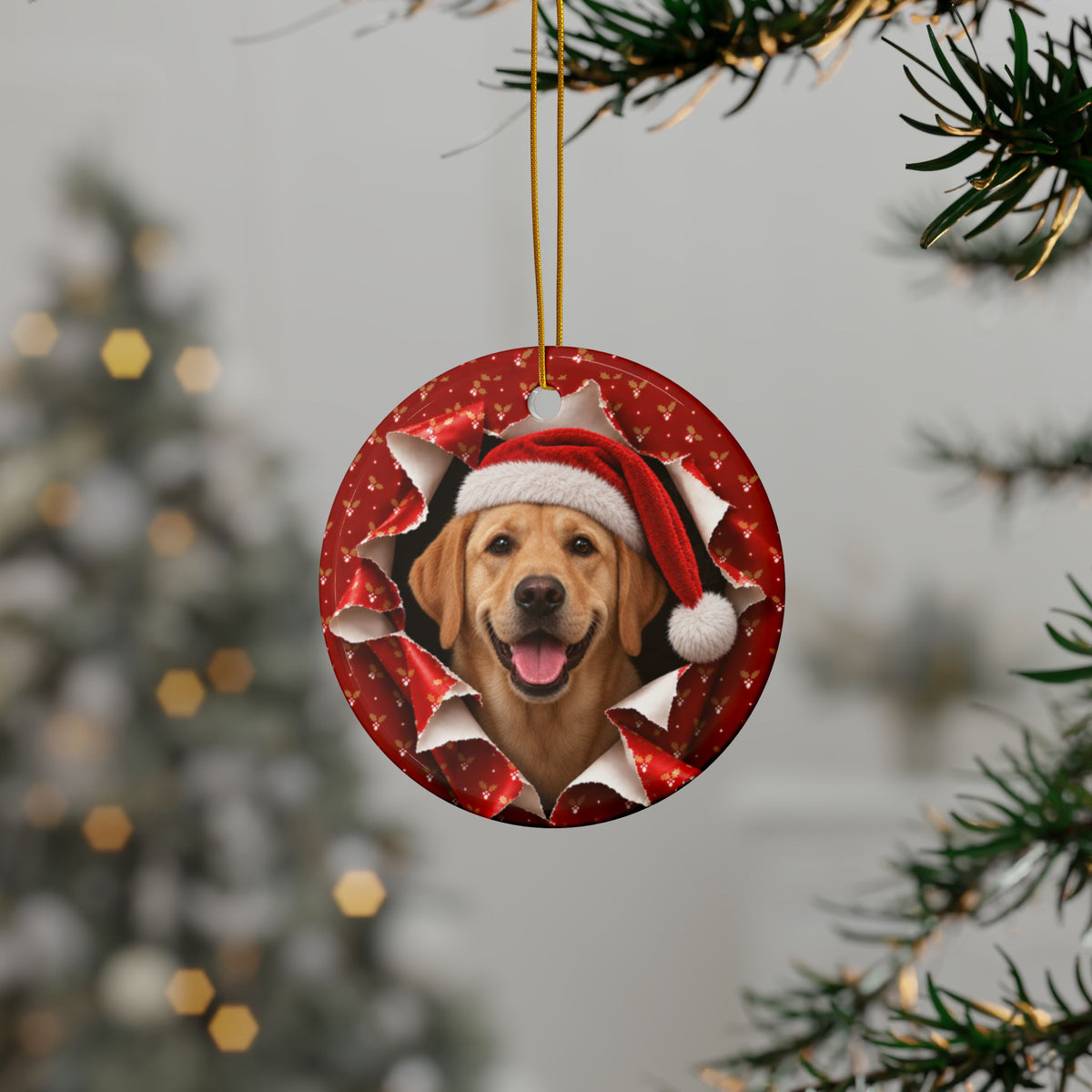 Personalized Yellow Lab Christmas ornament, view 13