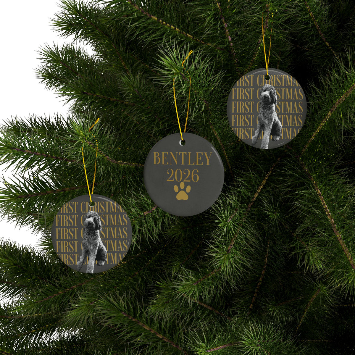 Pet first Christmas dog photo ornament 2026, view 3