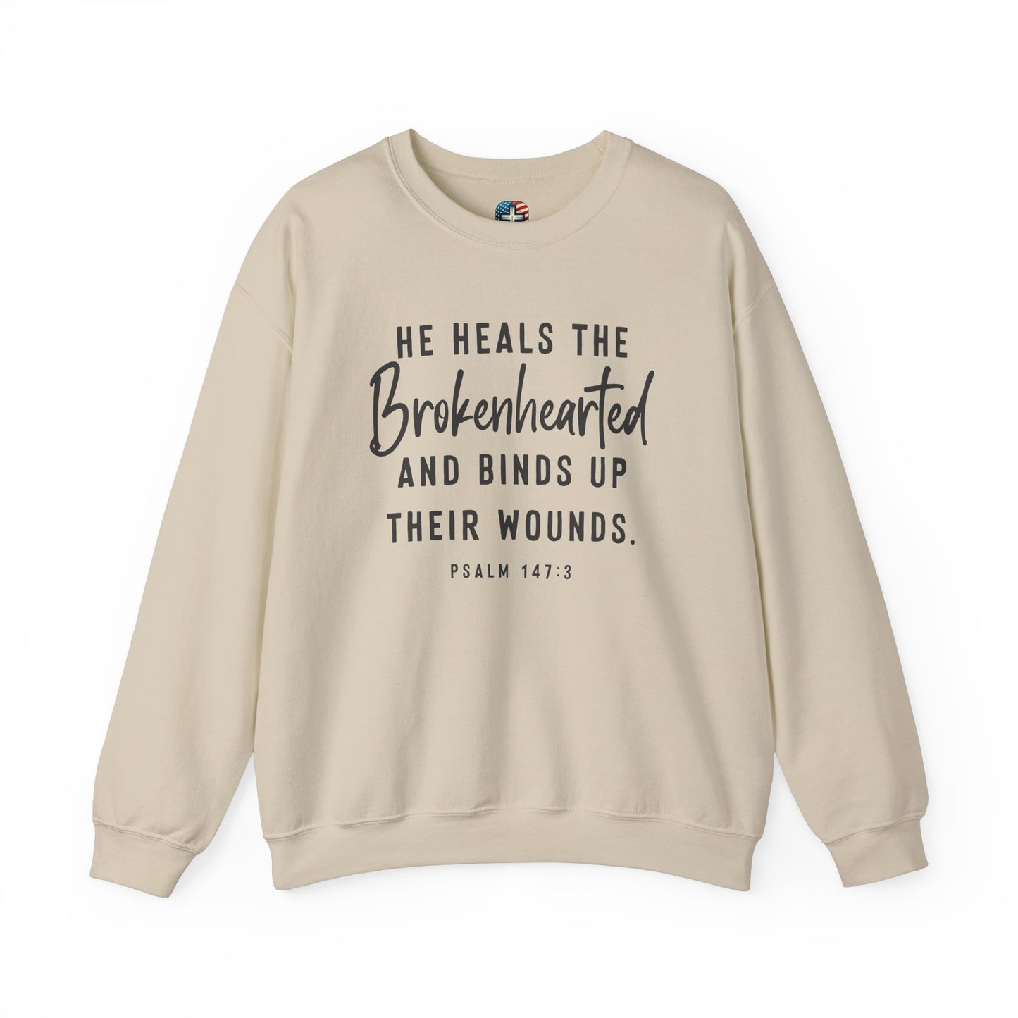 He Heals the Brokenhearted – Christian Sweatshirt, Psalm 147:3