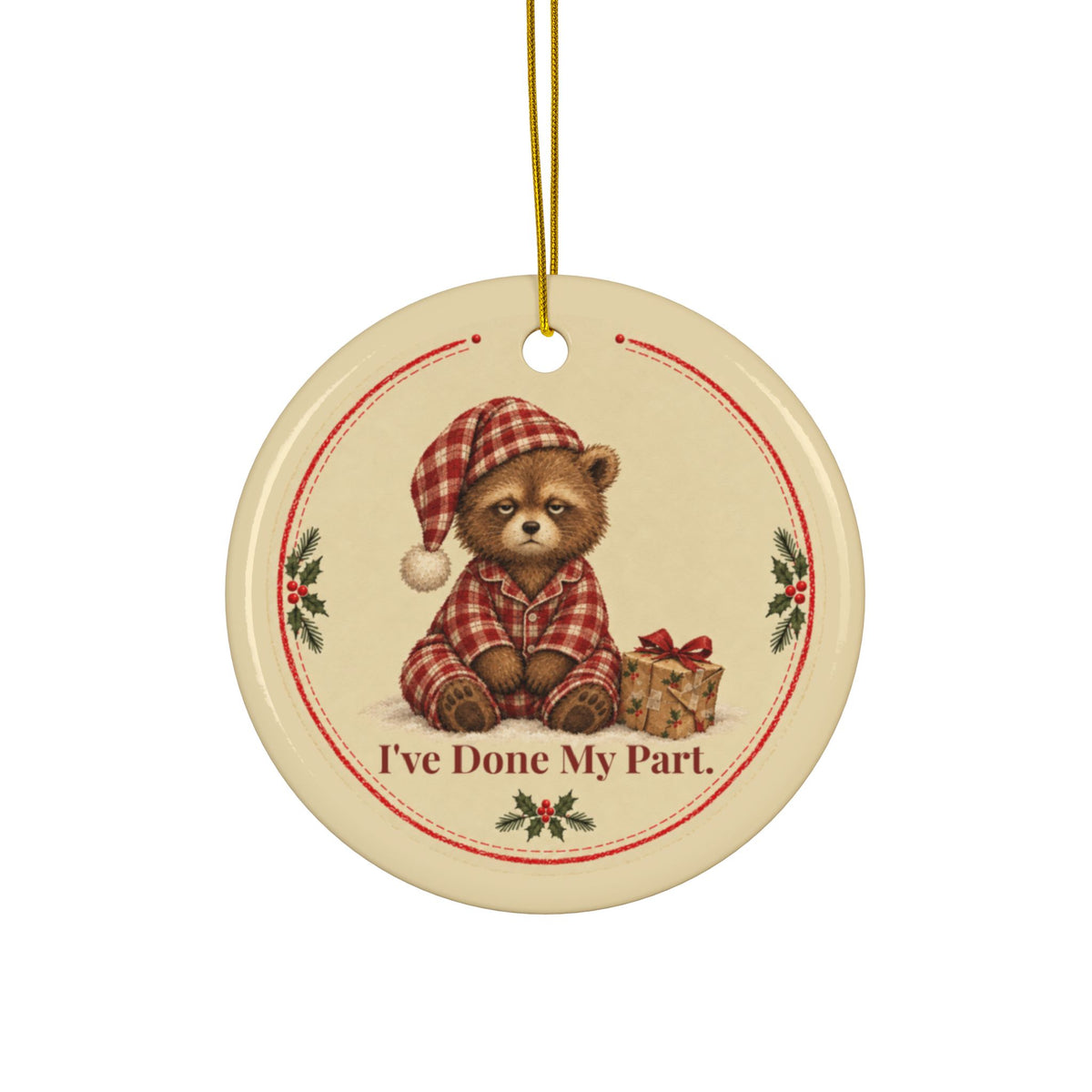 Funny bear Christmas ornament Done My Part, view 3
