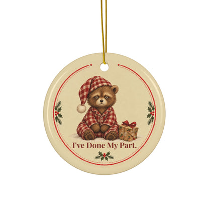Funny bear Christmas ornament Done My Part, view 3