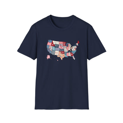 Loved Brave Strong Unisex T-Shirt Christian Patriotic USA Map Scripture Shirt for Men and Women