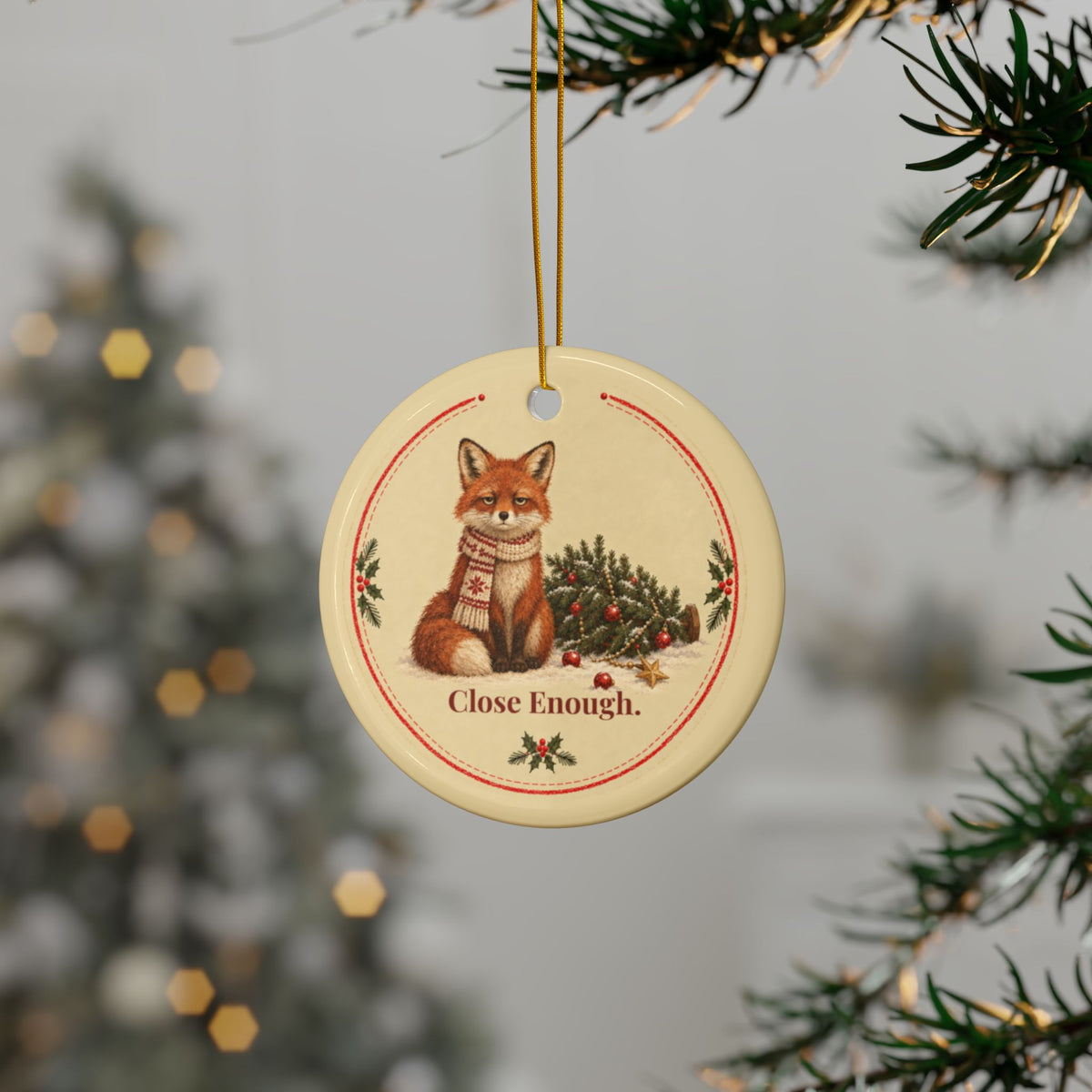 Funny fox Christmas ornament Close Enough, view 12
