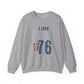 I Love 1776 Sweatshirt Patriotic USA Flag Pullover American Revolution History for Men and Women
