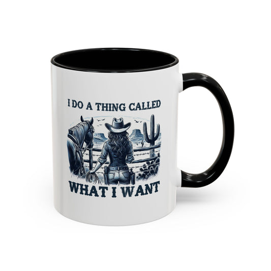 What I Want Mug – Patriotic Cowgirl Coffee Cup with Western Attitude for Women