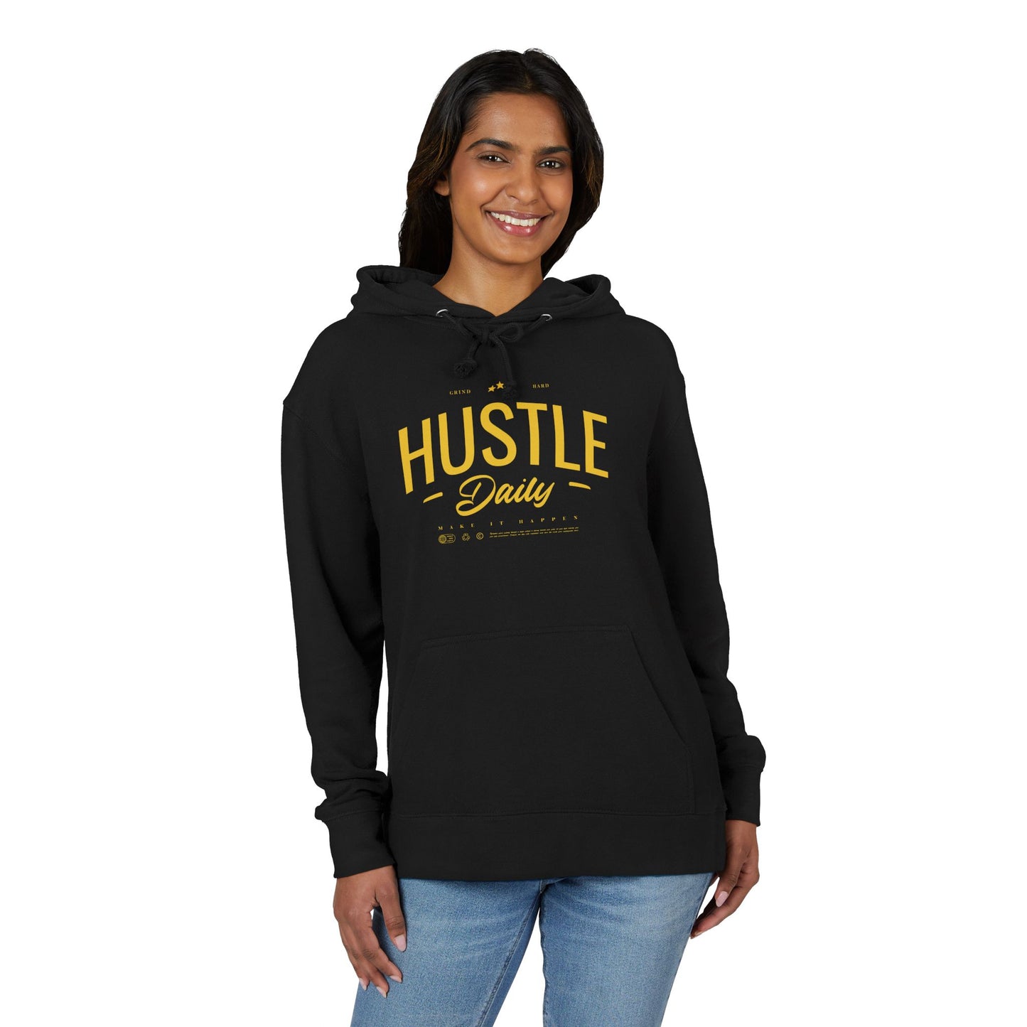HUSTLE DAILY Hoodie – Grind Hard. Make It Happen. | Motivation & Faith Streetwear