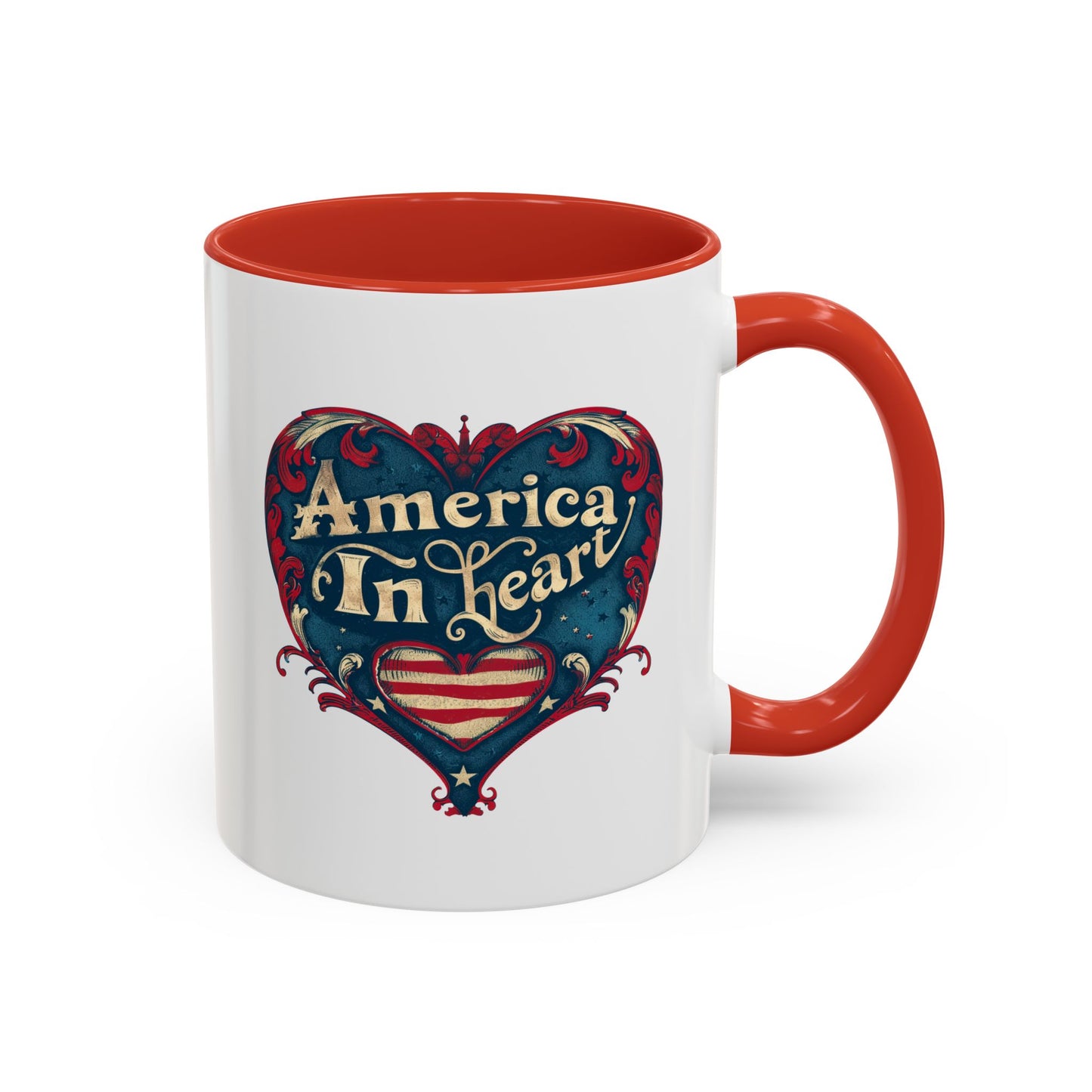 America In Heart Mug – Patriotic Coffee Cup for Veterans, July 4th, & Freedom-Loving Americans