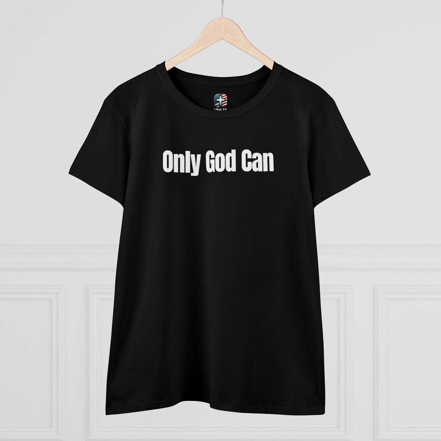 Faith Inspired T-Shirt - 'Only God Can' Inspirational Tee, Turn a Victim Into a Victory Women's Midweight Cotton Tee