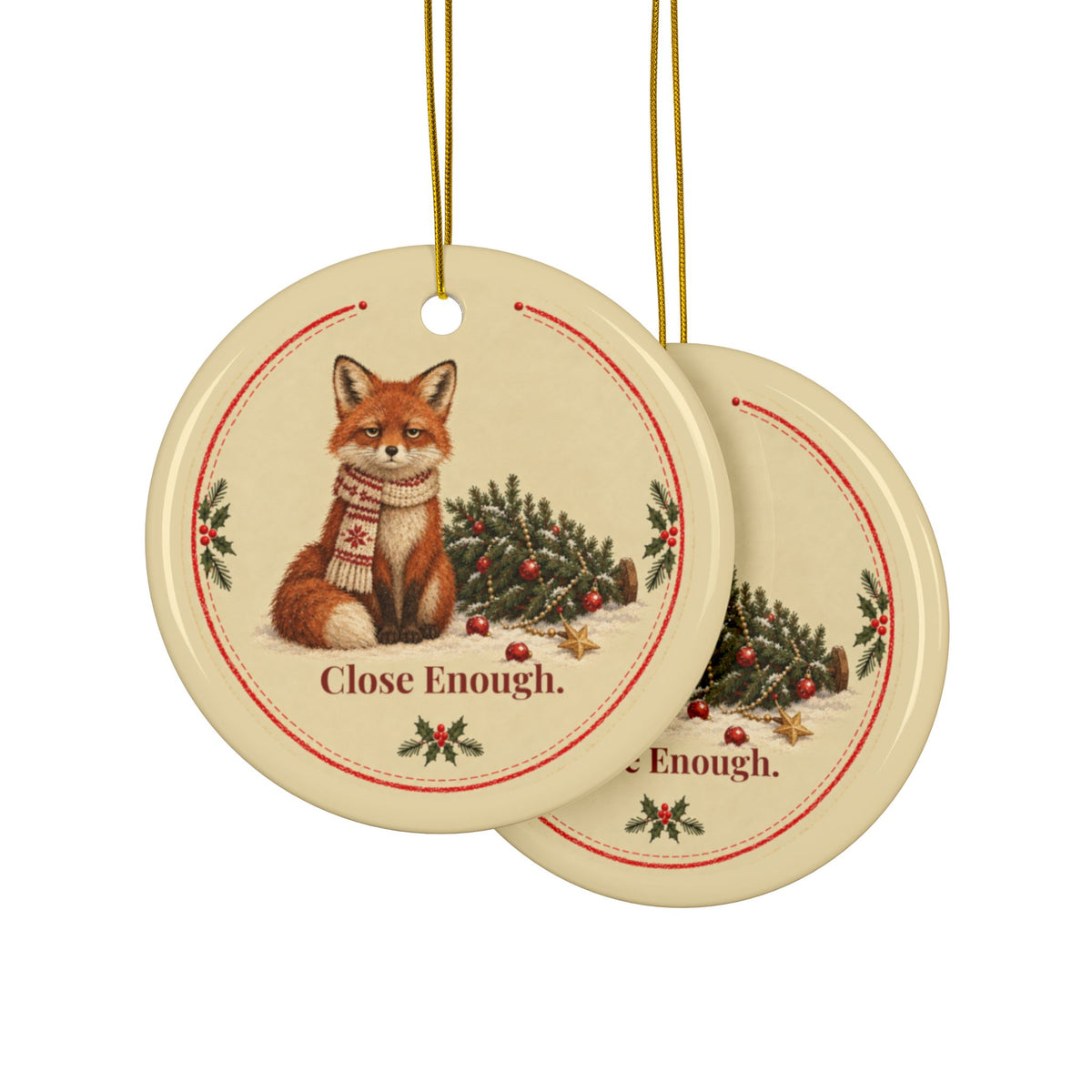 Funny fox Christmas ornament Close Enough, view 11