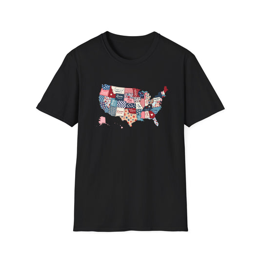 Loved Brave Strong Unisex T-Shirt Christian Patriotic USA Map Scripture Shirt for Men and Women