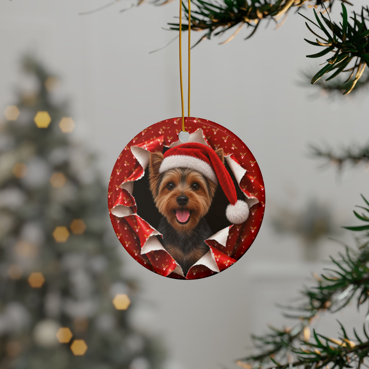 Personalized Yorkie Christmas ornament, view 13
