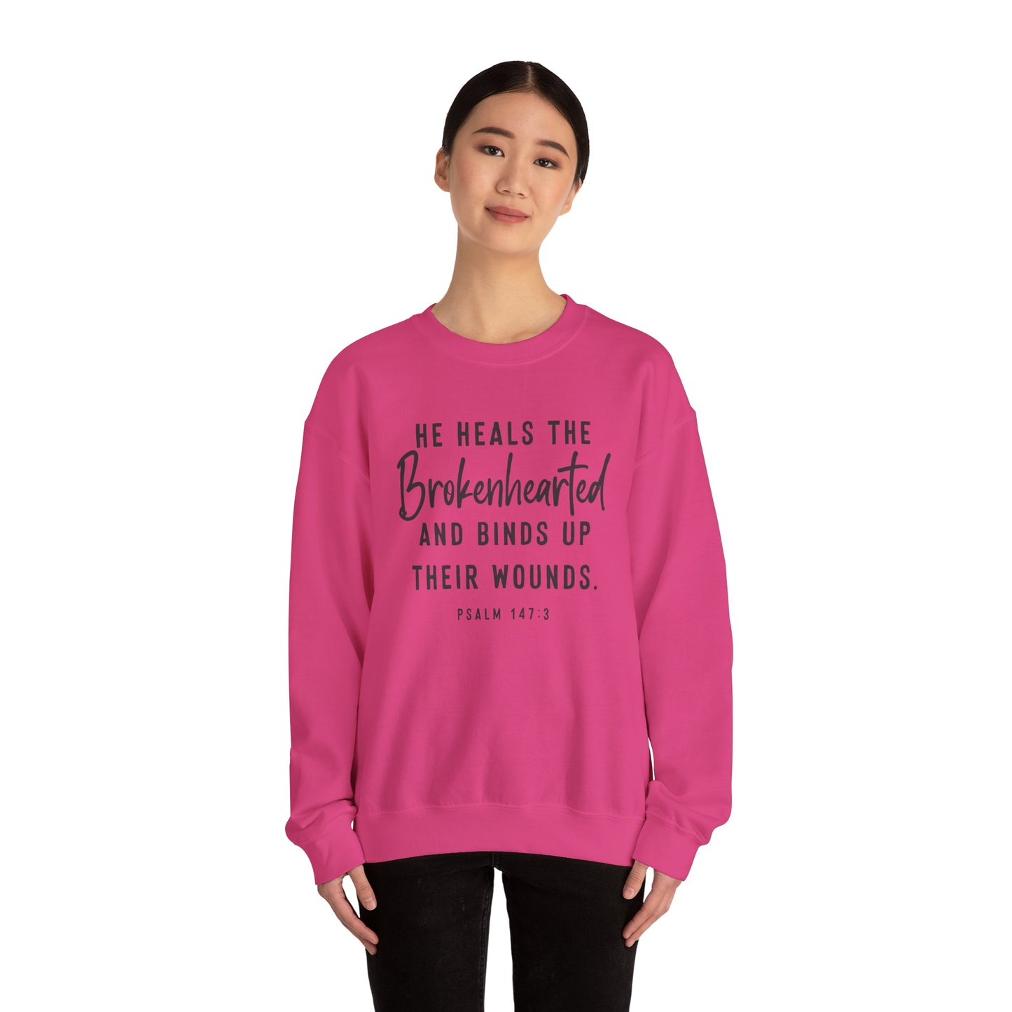 He Heals the Brokenhearted – Christian Sweatshirt, Psalm 147:3