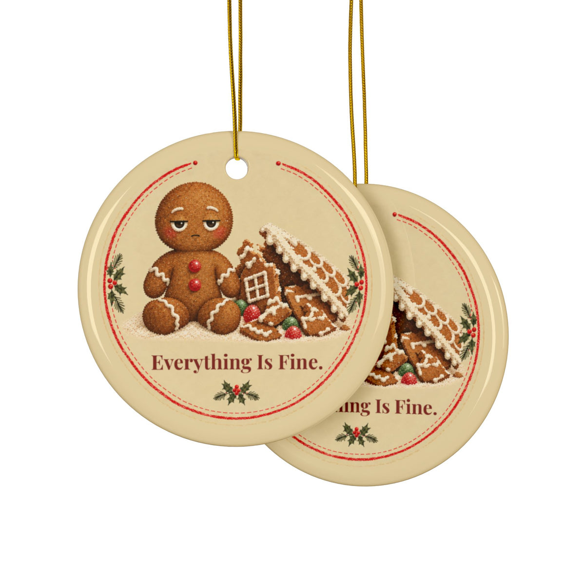 Funny gingerbread Christmas ornament Everything Is Fine, view 11