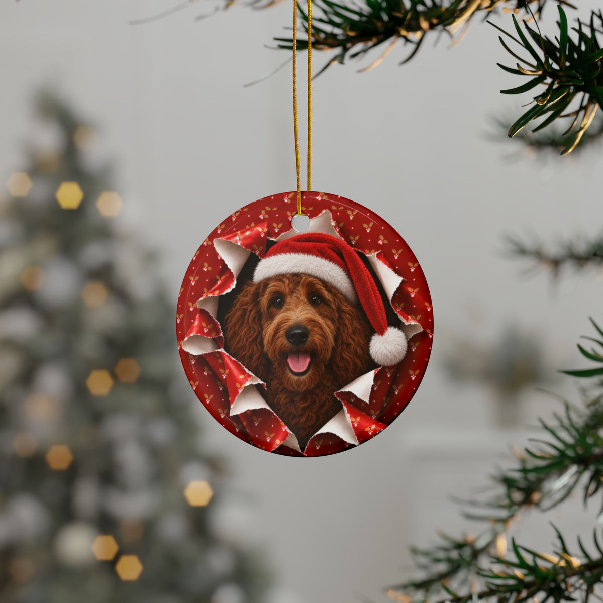 Personalized Goldendoodle Christmas ornament, view 11