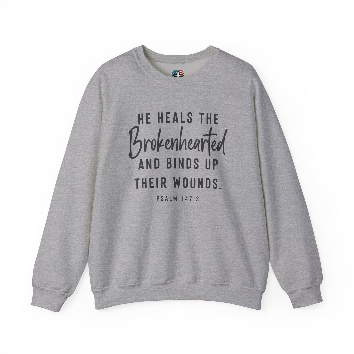 He Heals the Brokenhearted – Christian Sweatshirt, Psalm 147:3