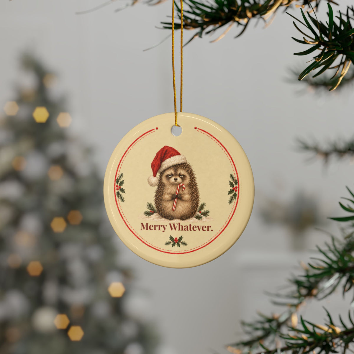 Funny hedgehog Christmas ornament Merry Whatever, view 12