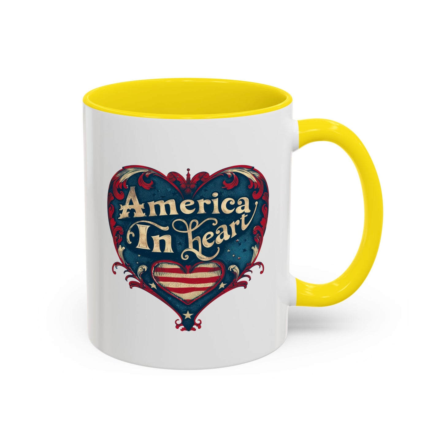 America In Heart Mug – Patriotic Coffee Cup for Veterans, July 4th, & Freedom-Loving Americans