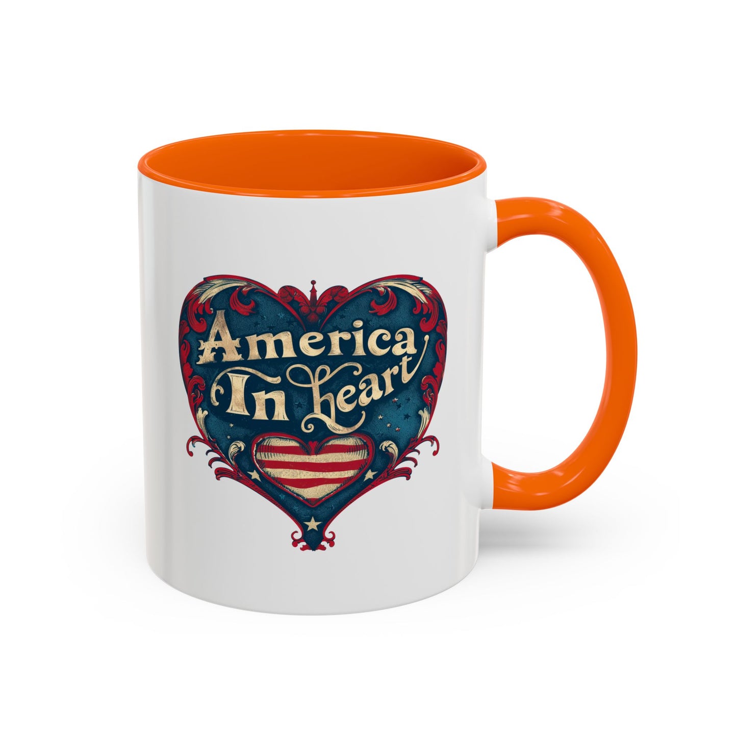 America In Heart Mug – Patriotic Coffee Cup for Veterans, July 4th, & Freedom-Loving Americans