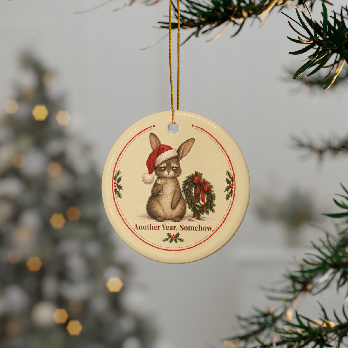 Funny rabbit Christmas ornament Another Year Somehow, view 12