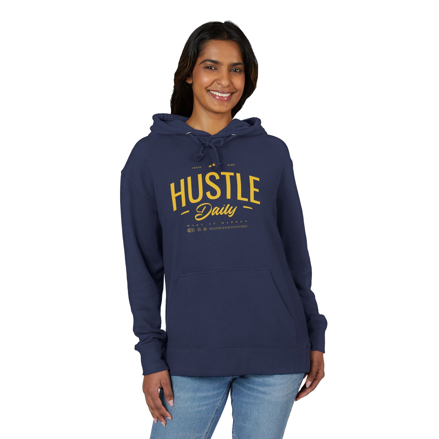 HUSTLE DAILY Hoodie – Grind Hard. Make It Happen. | Motivation & Faith Streetwear