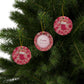Personalized Pink Stocking Ornament, Quilled Paper Look Ceramic Christmas Ornament with Name, Pink Christmas Gift for Her