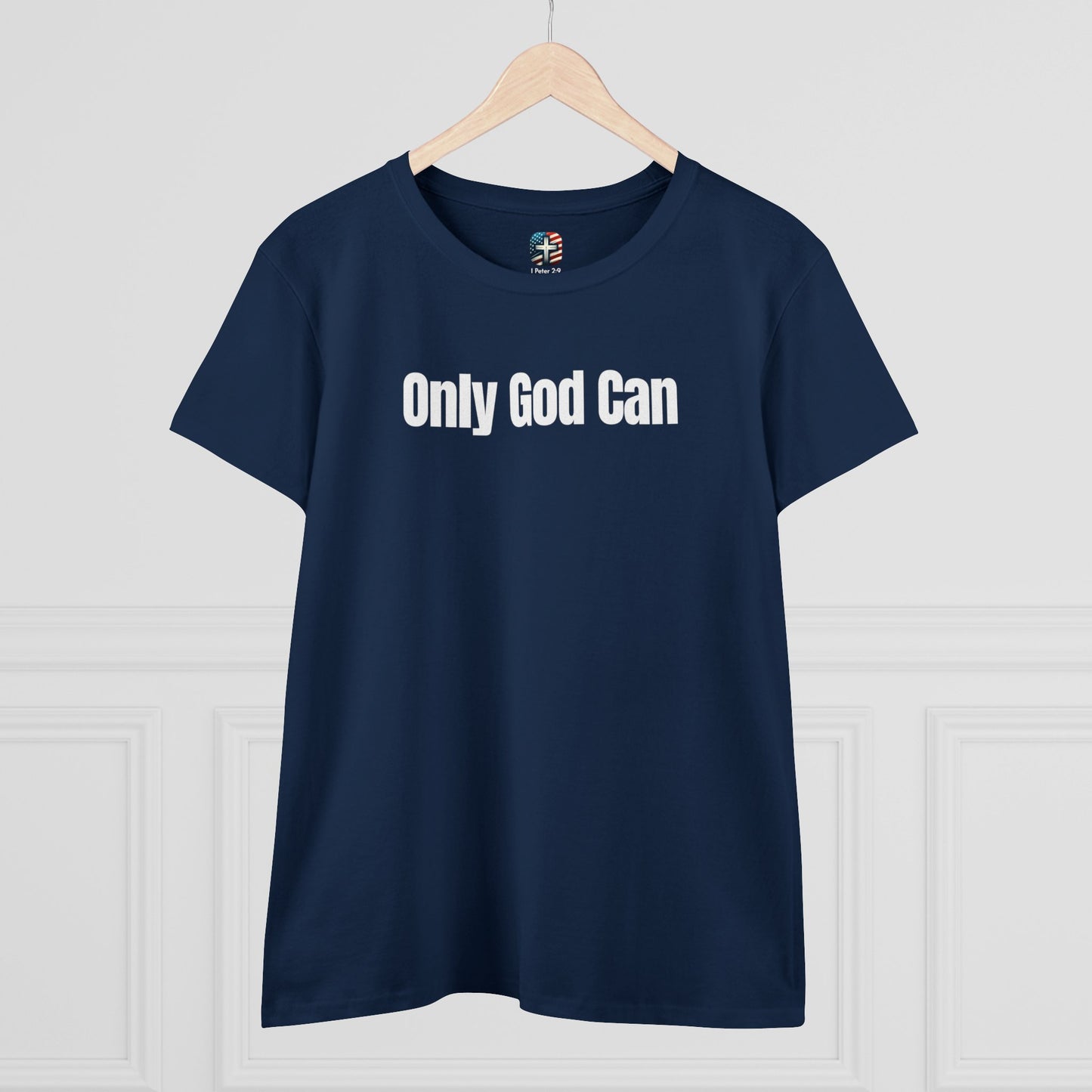 Faith Inspired T-Shirt - 'Only God Can' Inspirational Tee, Turn a Victim Into a Victory Women's Midweight Cotton Tee