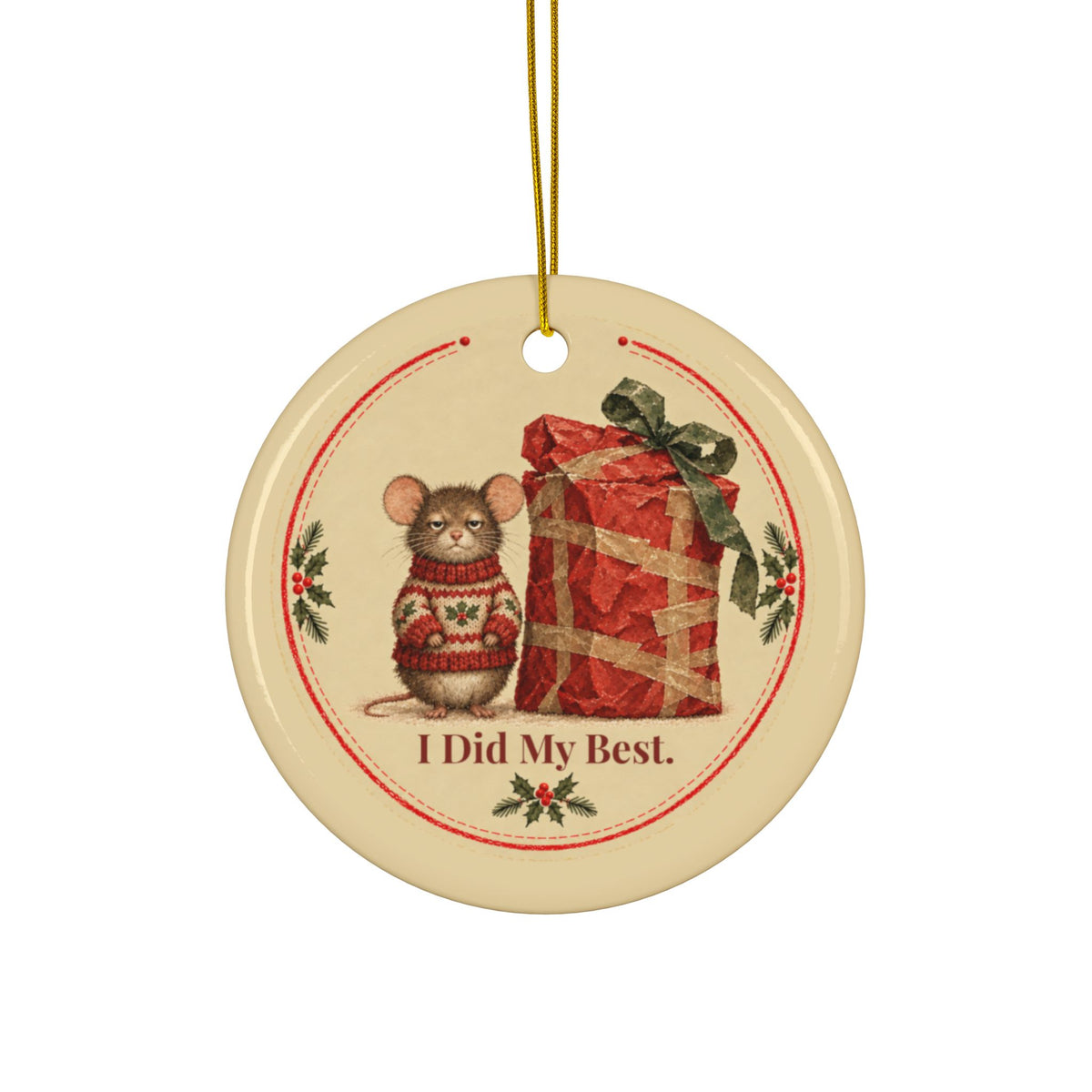 Funny mouse Christmas ornament I Did My Best, view 3