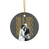 First Christmas married ornament 2026 with Mr and Mrs wedding photo, round ceramic