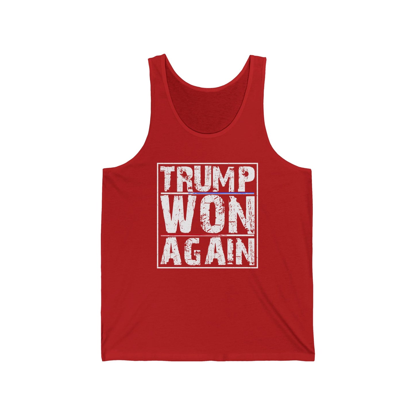 Trump Won Again Unisex Jersey Tank Patriotic Conservative Sleeveless Shirt 2024 Election Victory Apparel