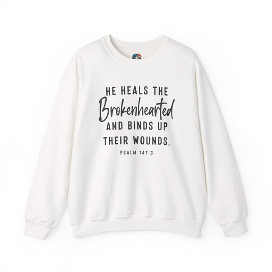 He Heals the Brokenhearted – Christian Sweatshirt, Psalm 147:3