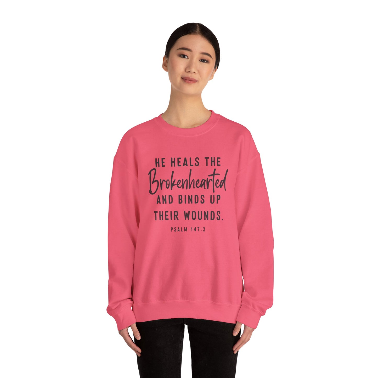 He Heals the Brokenhearted – Christian Sweatshirt, Psalm 147:3