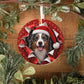Australian Shepherd ornament on rustic wood with greenery