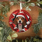 Beagle ornament on rustic wood with greenery