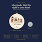 Actual size: ceramic ornament 2.87 inches across, shown next to a US quarter. 100% ceramic, two sided, gold cord, 0.16 inch thick