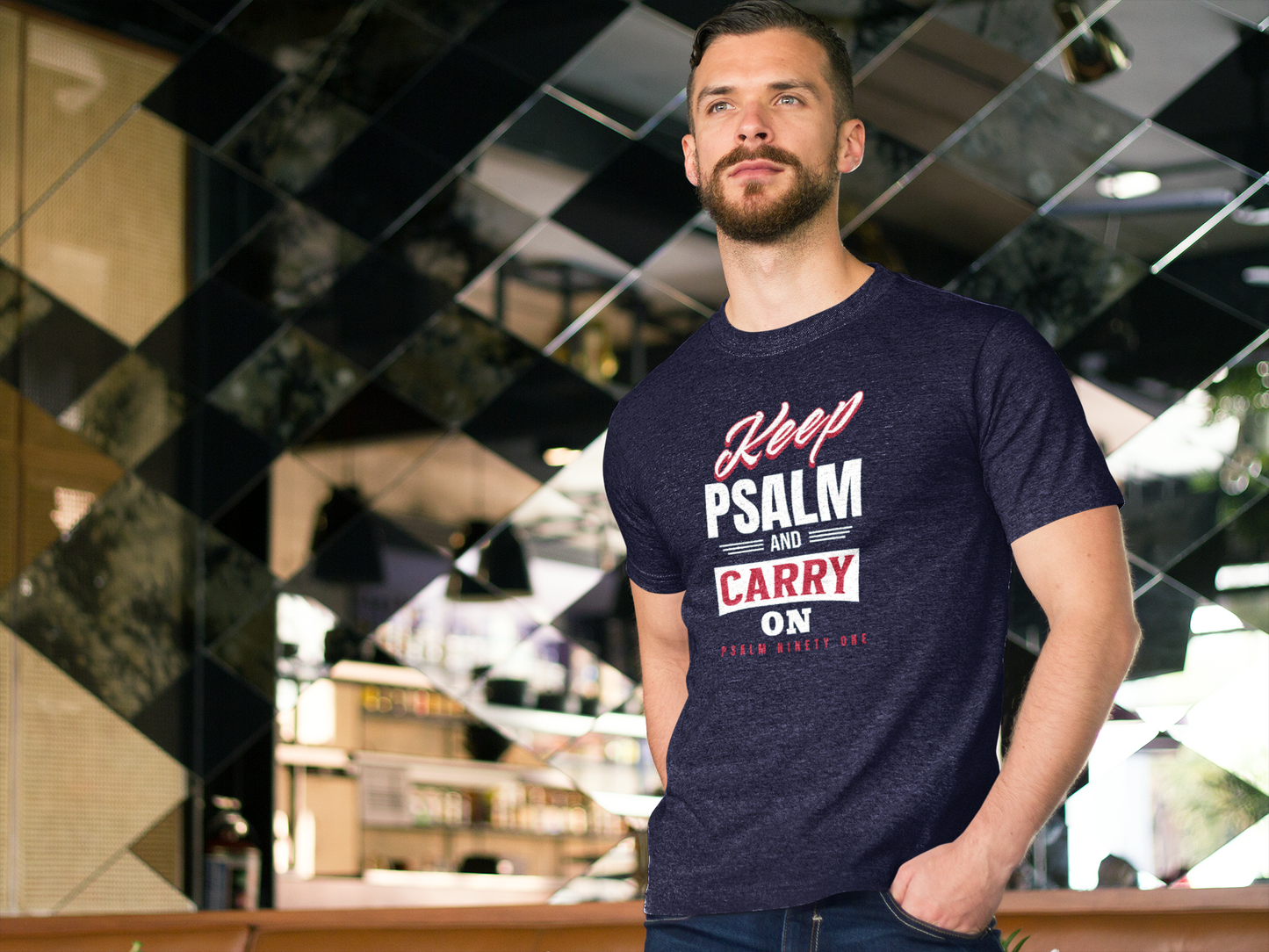 Keep Psalm and Carry On T-Shirt – Faith Over Fear | Psalm 91 Christian Tee